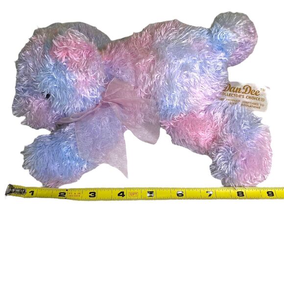 Dandee Plush Teddy Bear Pink Blue Purple With Sheer Bow - Picture 8 of 13